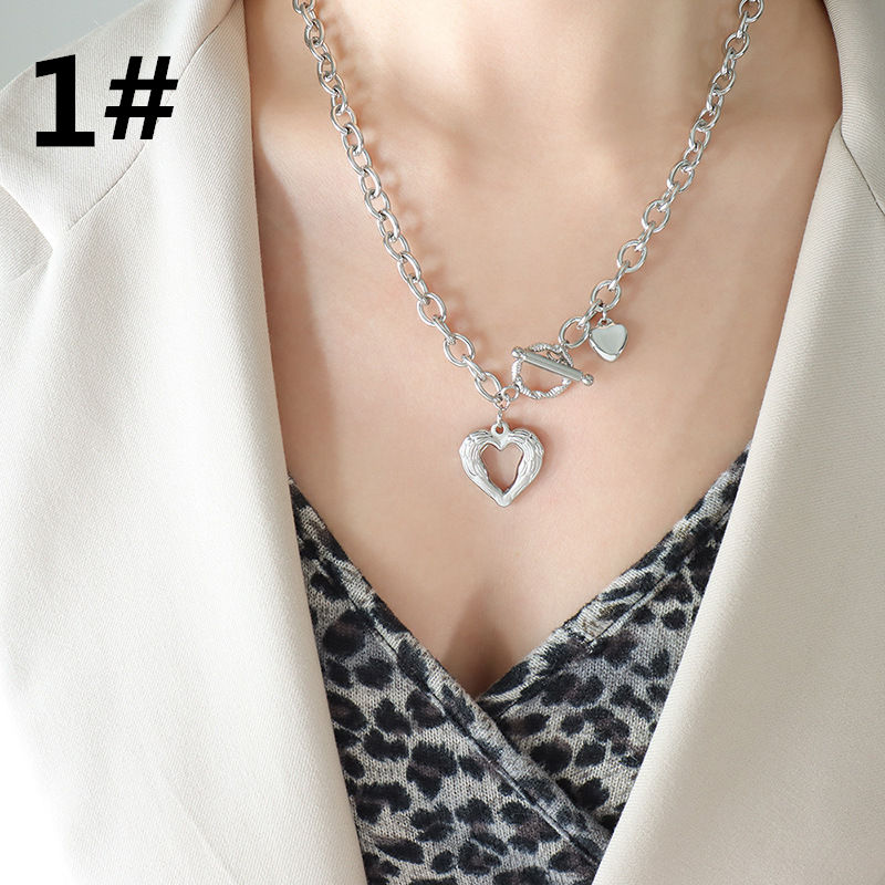 ハート型チャーム付きネックレスチェーン女性用