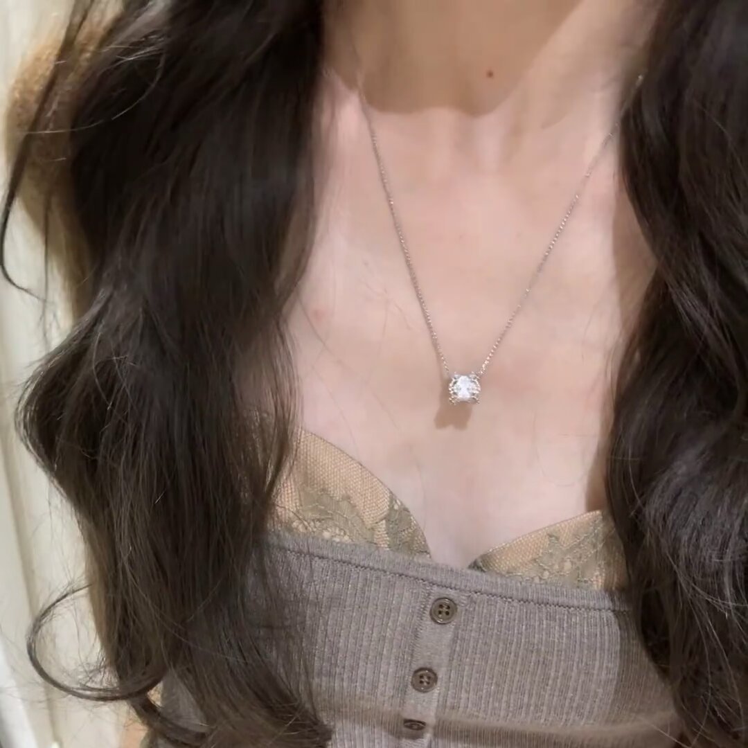 上品な輝き一粒石ネックレスチェーン女性用