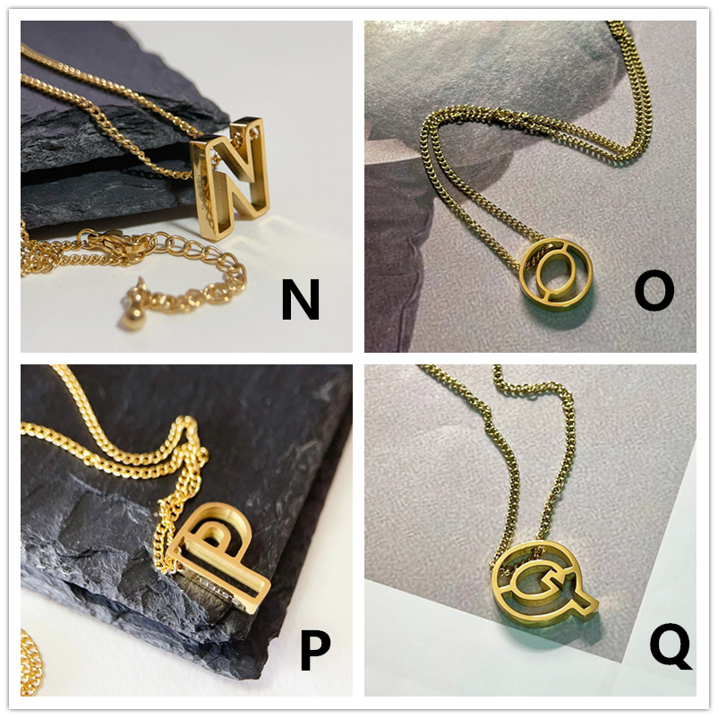 文字モチーフ ネックレスチェーン 高級感 錆びにくい レディース首飾り