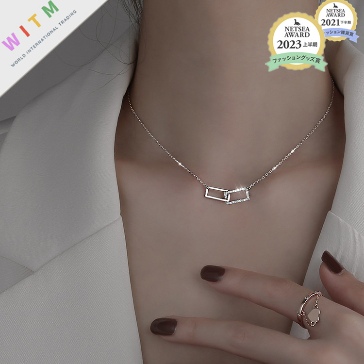 輝石四角モチーフネックレスチェーン女性用首飾り