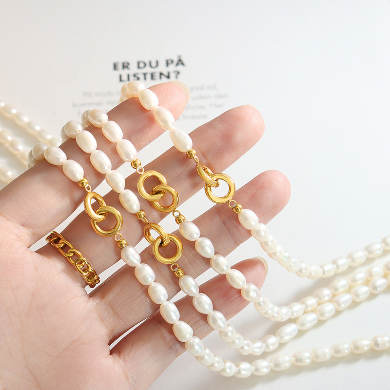 上品パール調ネックレスチェーン ゴールド留め具