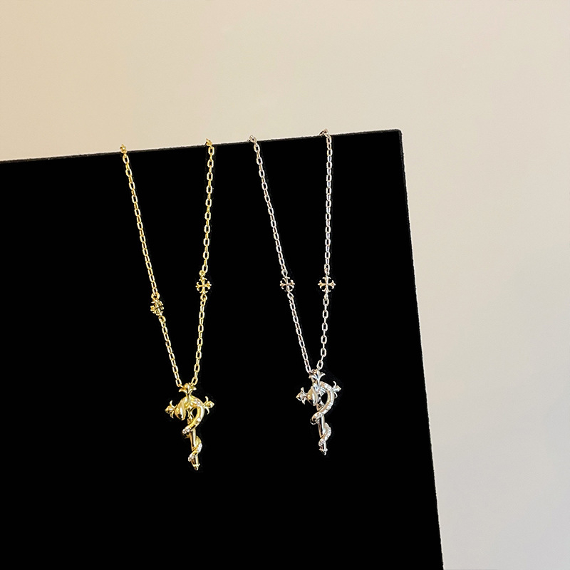 薔薇モチーフ ゴールドネックレスチェーン レディース首飾り