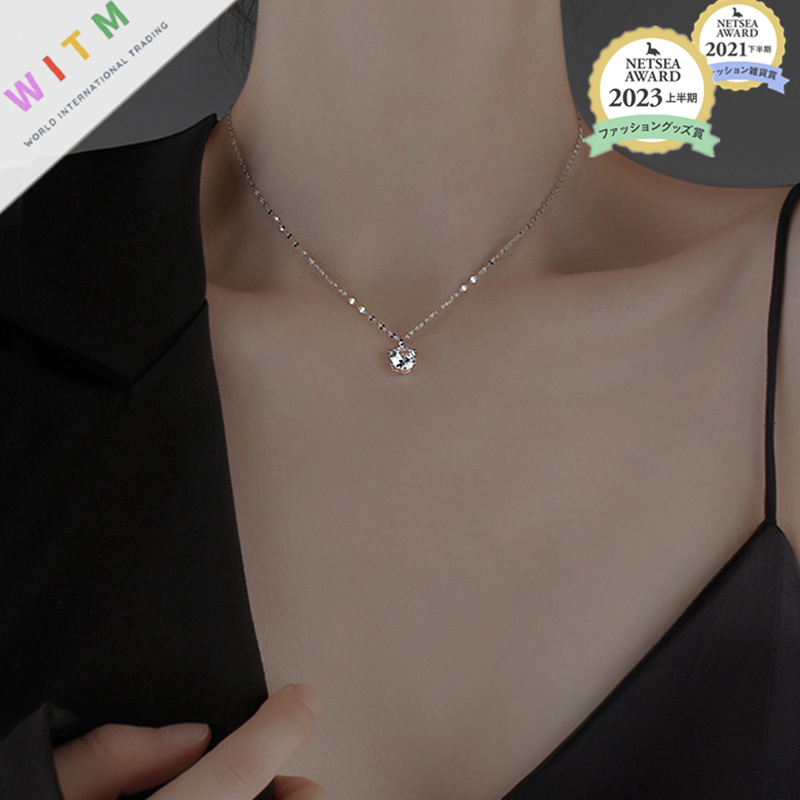 輝く一粒石付きネックレスチェーン女性用首飾り