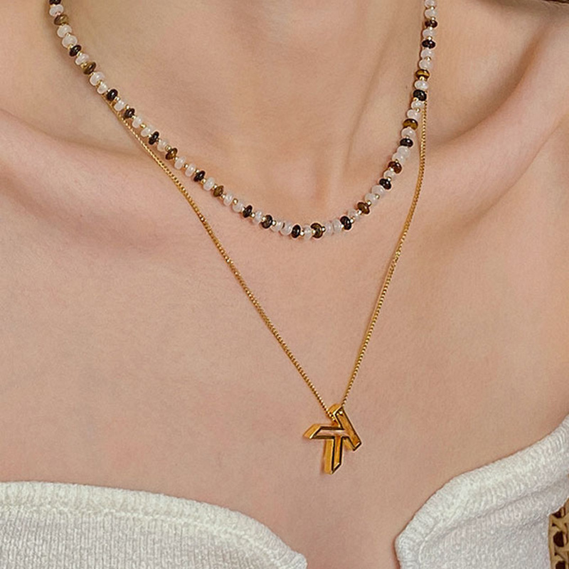 文字モチーフ ネックレスチェーン 高級感 錆びにくい レディース首飾り