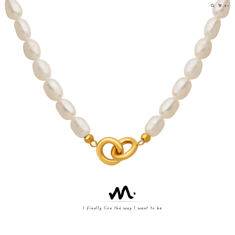 上品パール調ネックレスチェーン ゴールド留め具