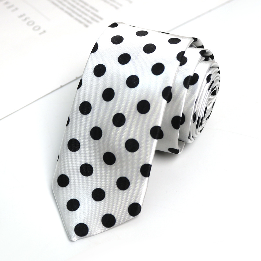 ネクタイ 水玉モノトーン柄ナロータイ2本セット