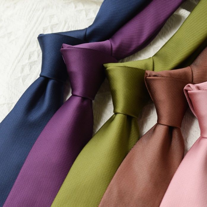 ネクタイ 上質斜紋織り無地ネクタイ結婚式用六色展開