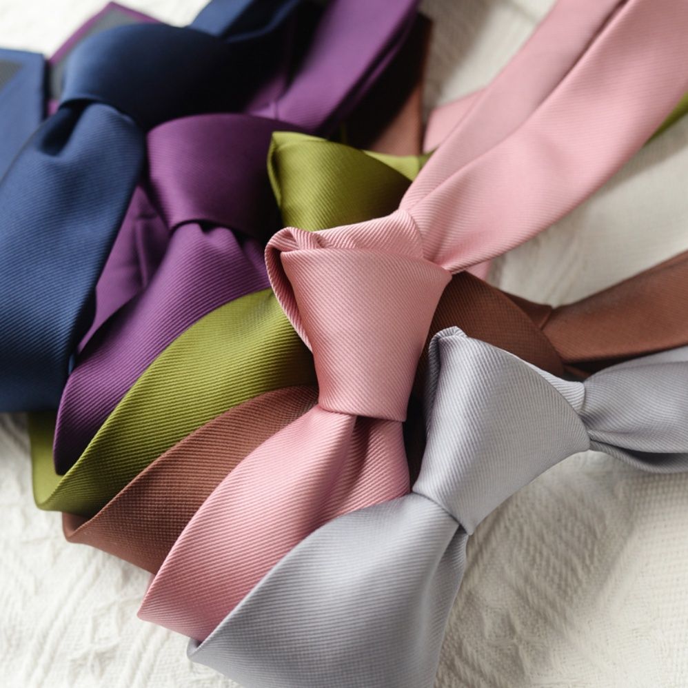 ネクタイ 上質斜紋織り無地ネクタイ結婚式用六色展開