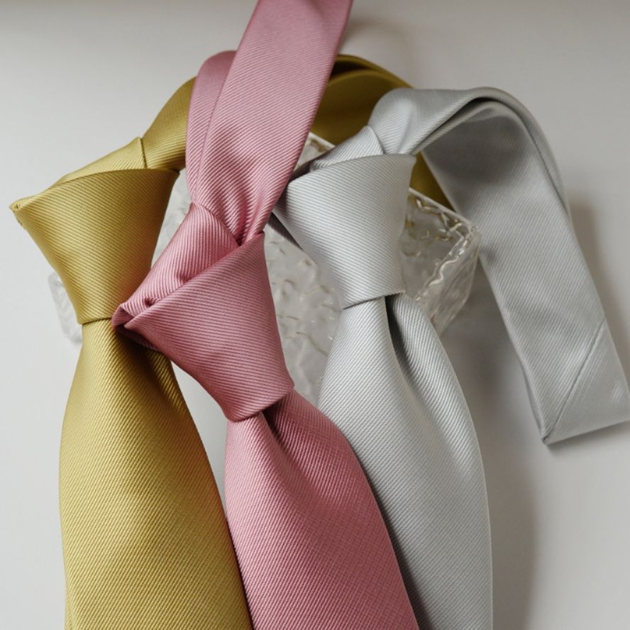 ネクタイ 上質斜紋織り無地ネクタイ結婚式用六色展開