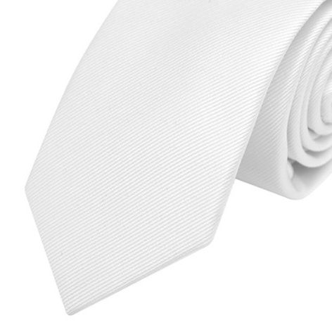 結婚式ネクタイ白斜めストライプ織り無地細身