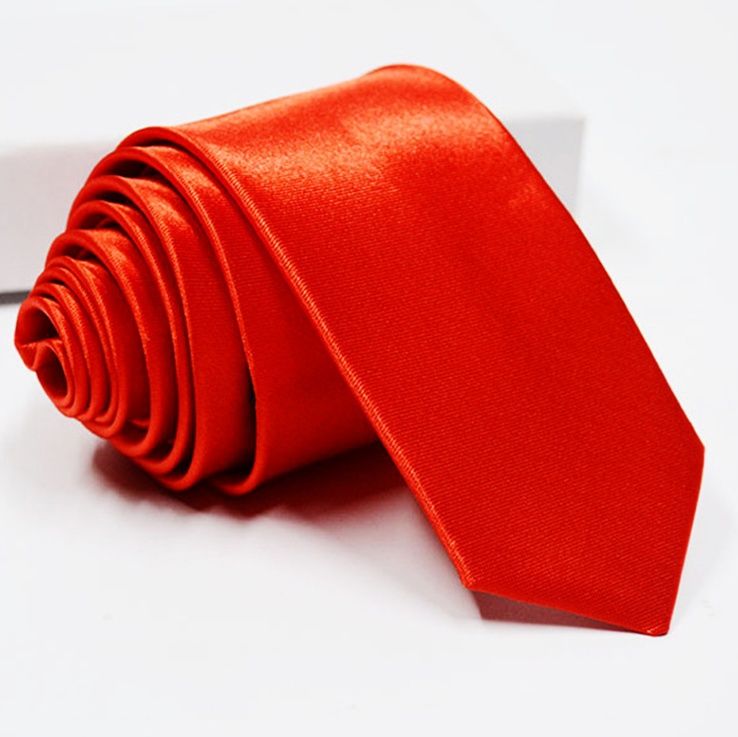 ネクタイ 光沢サテン無地ナロータイ細身ビジネス紳士用