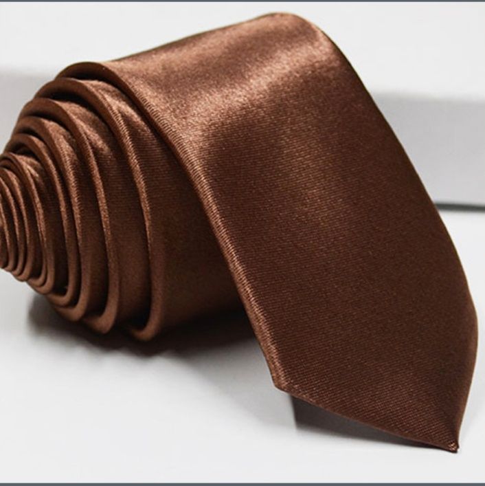ネクタイ 光沢サテン無地ナロータイ細身ビジネス紳士用