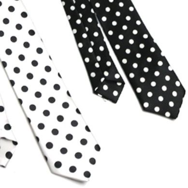 ネクタイ 水玉モノトーン柄ナロータイ2本セット