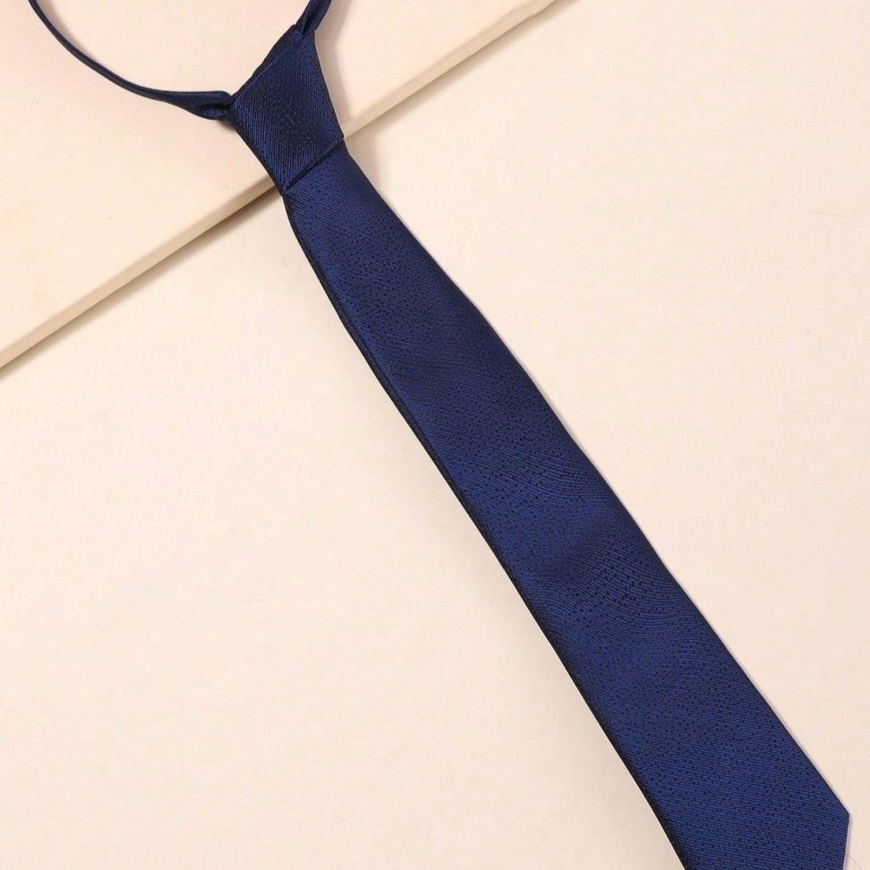 ネクタイ 無地織柄ワンタッチネクタイ細身シルエット