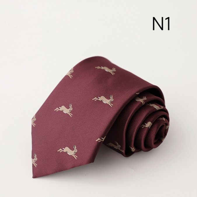 ネクタイ 躍動感のある兎柄ジャカード織りネクタイ