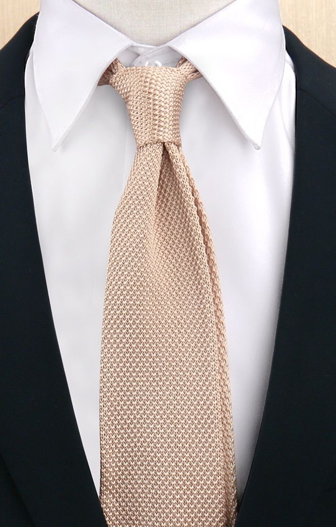 ネクタイ 無地編み込みニットタイ