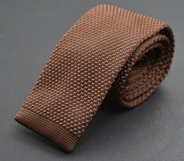 ネクタイ 無地編み込みニットタイ細身タイプ