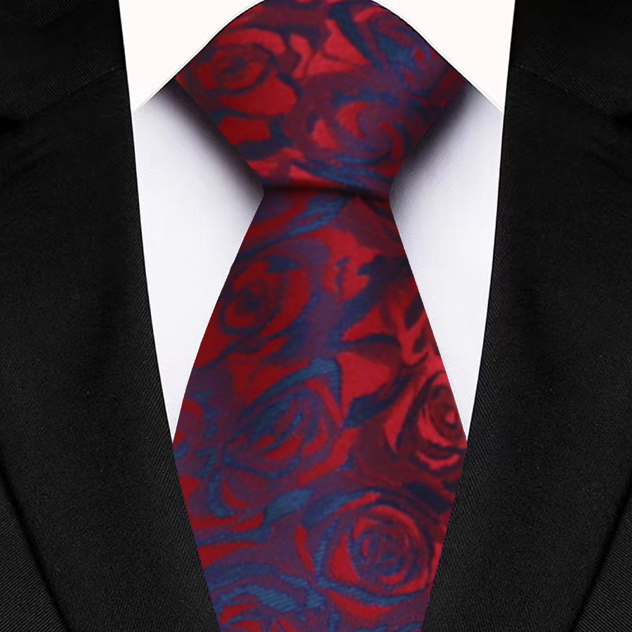 ネクタイ 薔薇柄シルク織りフォーマルネクタイ