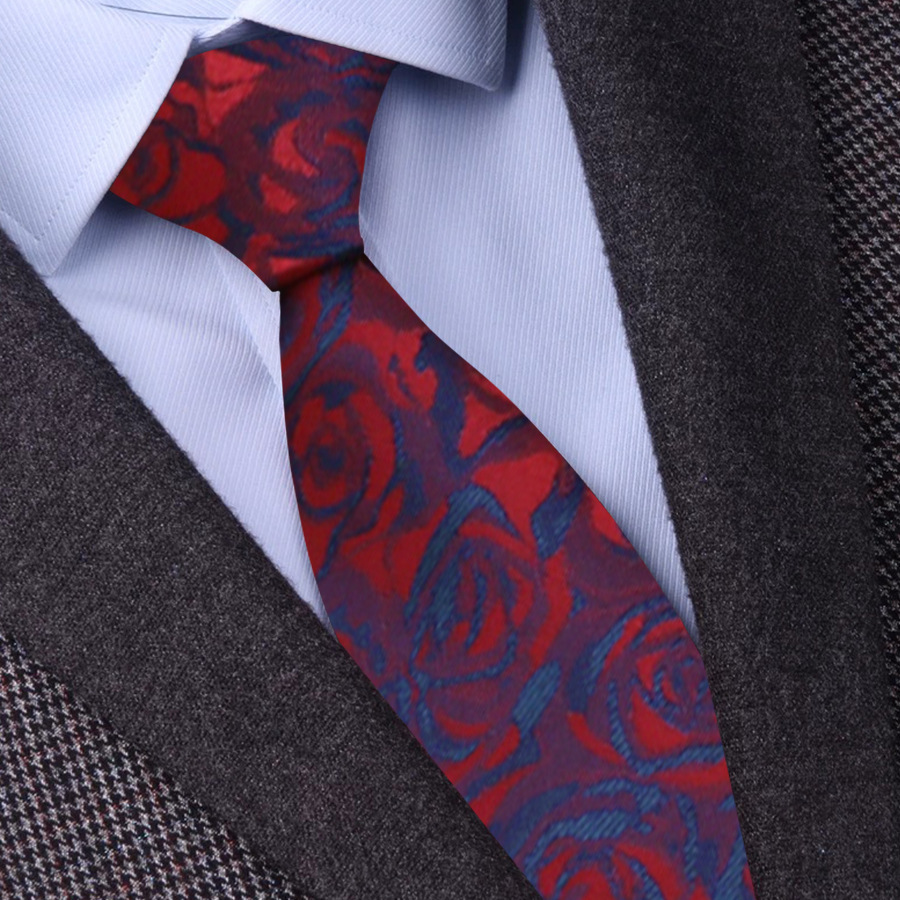 ネクタイ 薔薇柄シルク織りフォーマルネクタイ