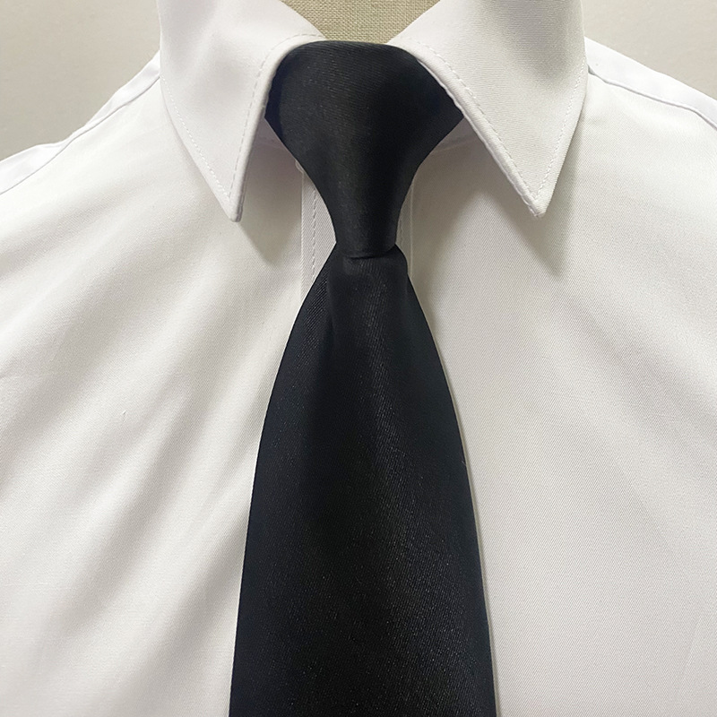 簡単装着ジッパー式無地細身ネクタイ