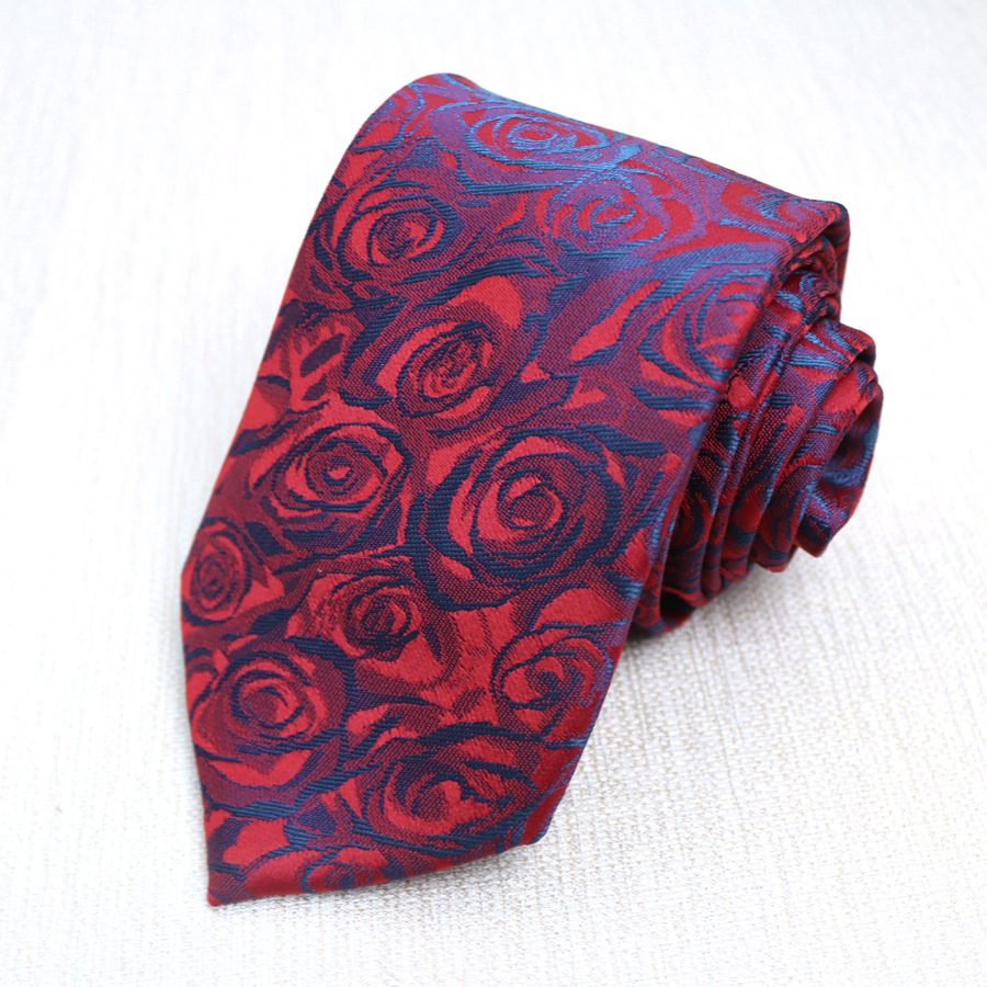 ネクタイ 薔薇柄シルク織りフォーマルネクタイ