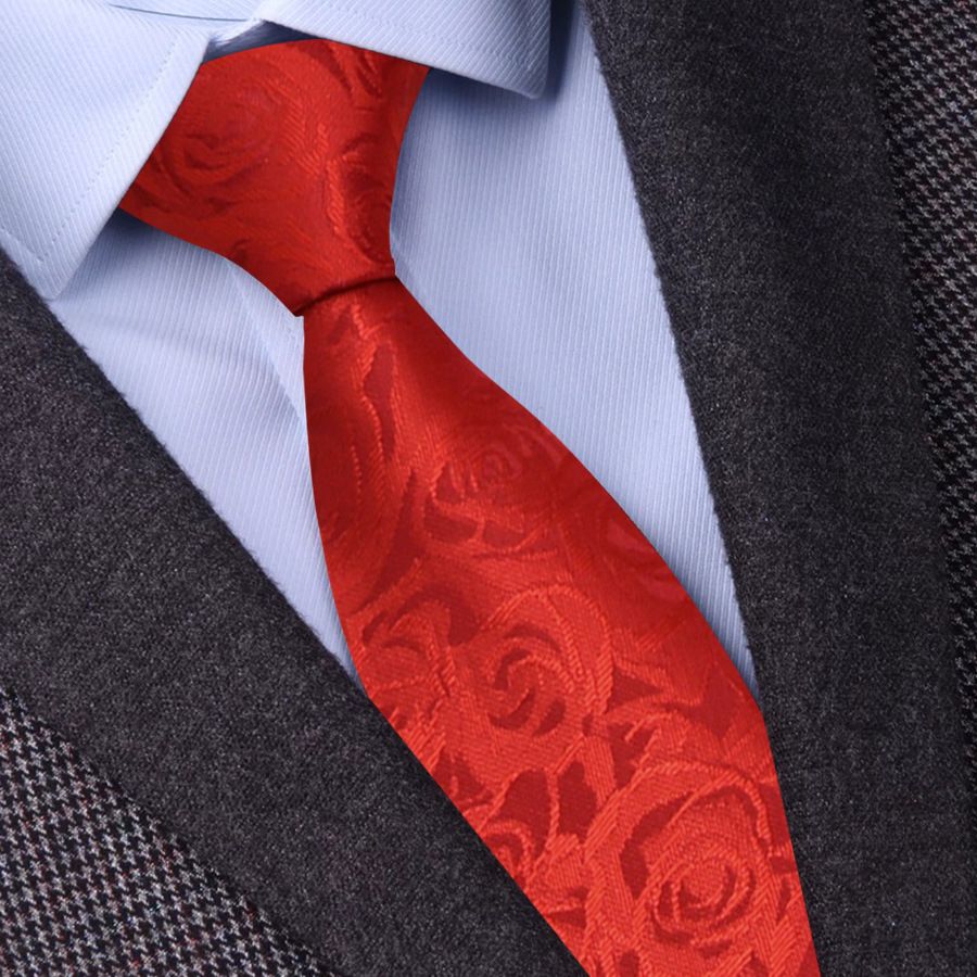 ネクタイ 薔薇柄シルク織りフォーマルネクタイ