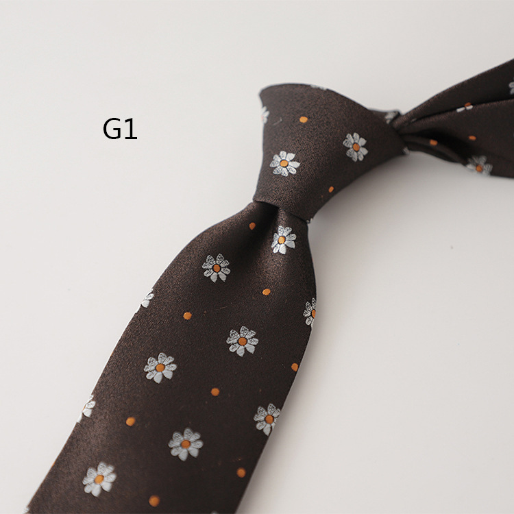 ネクタイ 小花柄ドット刺繍フォーマルネクタイ