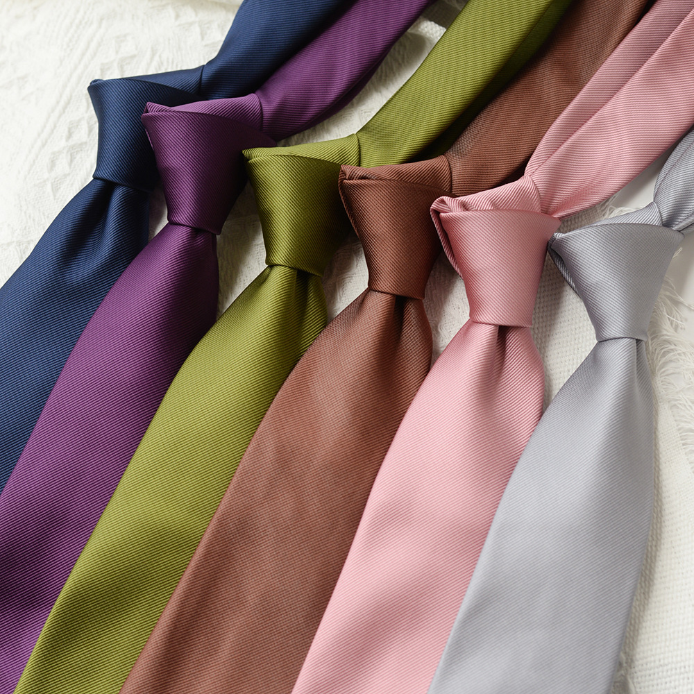 ネクタイ 上質斜紋織り無地ネクタイ結婚式用六色展開