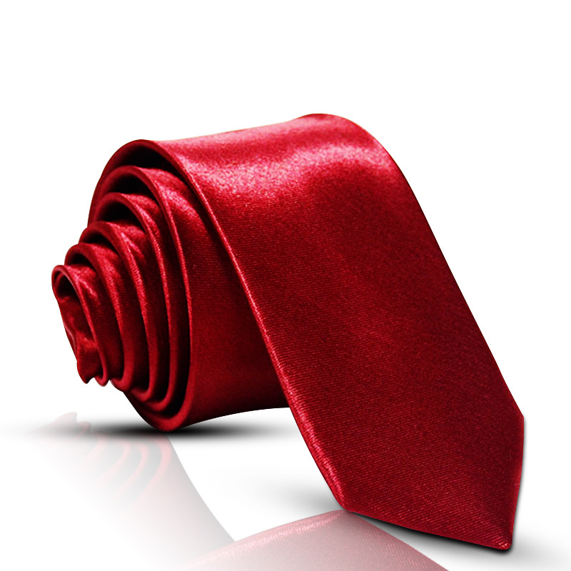 ネクタイ 光沢サテン無地ナロータイ細身ビジネス紳士用