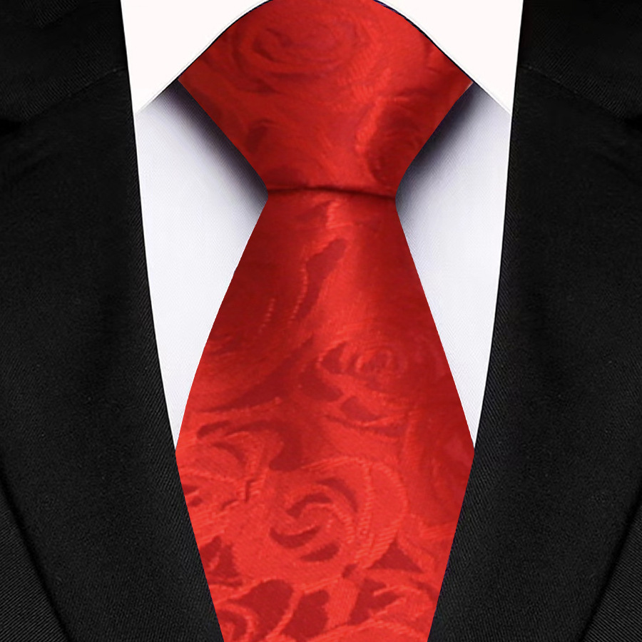 ネクタイ 薔薇柄シルク織りフォーマルネクタイ