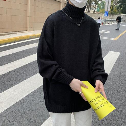 タートルネック メンズ暖か高首セーター無地厚手ゆったり長袖 ぽっちゃり、大きいサイズ対応