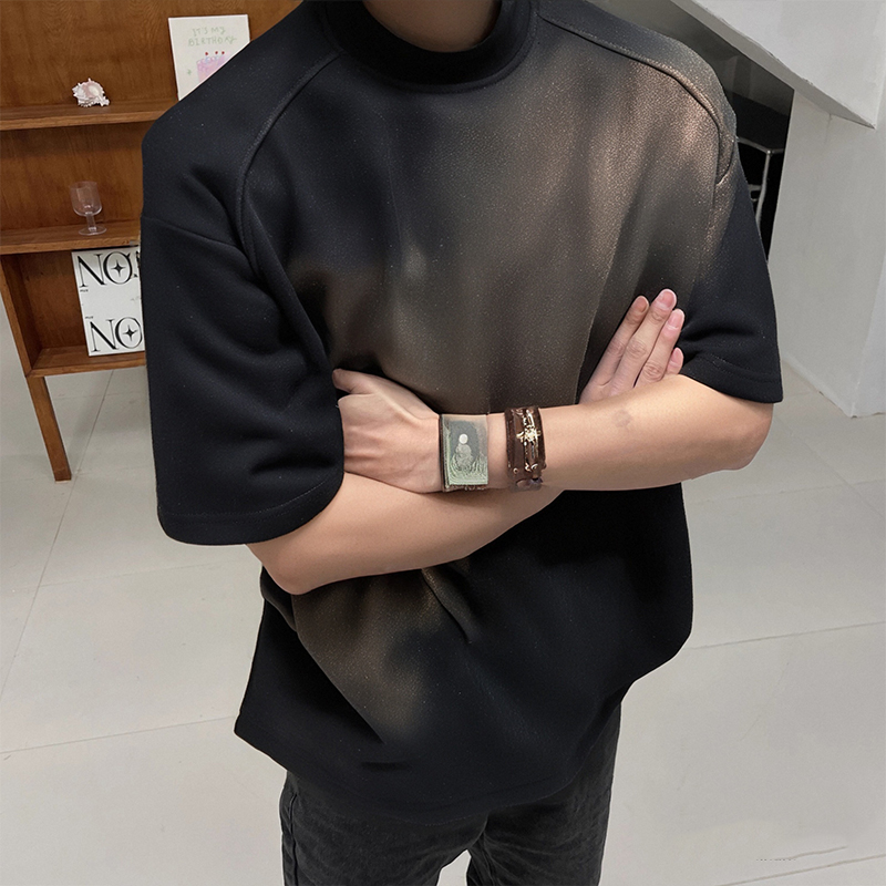 タートルネック厚手素材半袖Tシャツ