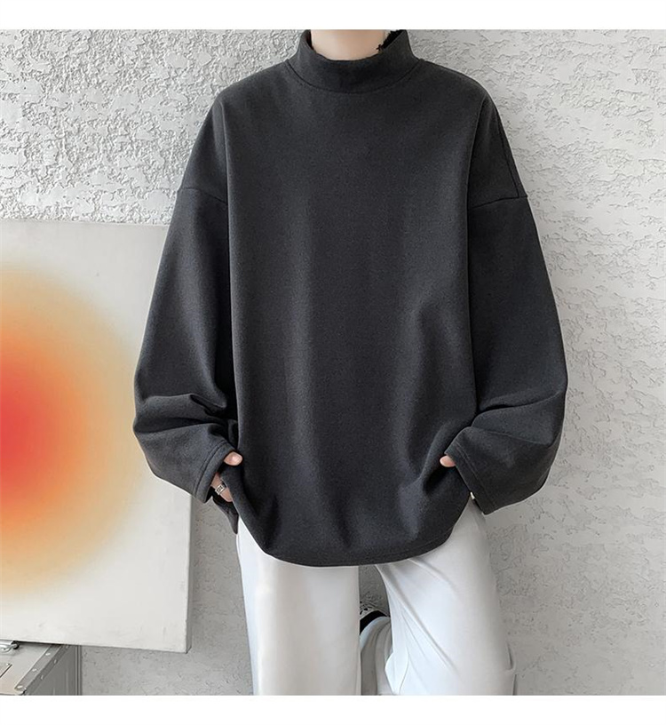秋冬 厚手タートルネック メンズシャツ ゆったり長袖トップス