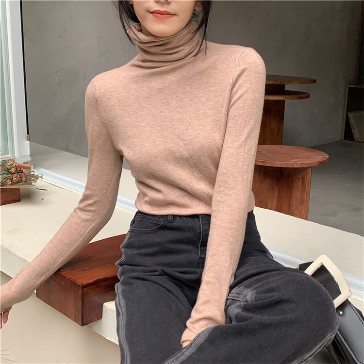冬の必需品 暖かニットタートルネックシャツ 女性用　タートルネック　レディース　長袖
