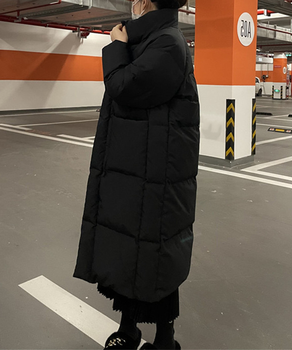 タートルネック 中綿入りロング丈ジャケット暖か防寒コート　レディース　長袖