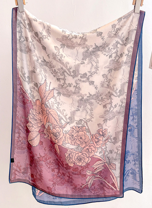 スカーフ　 花柄リバーシブル薄型ストール スカーフ