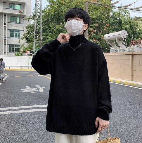 タートルネック メンズ暖か高首セーター無地厚手ゆったり長袖 ぽっちゃり、大きいサイズ対応