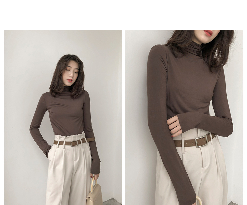 新作 長袖タートルネックシャツ 全９色展開 柔らか素材 冷え対策　レディース　長袖