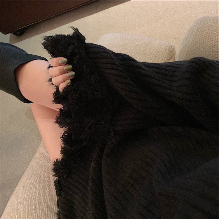 冬新作 フリンジニットシャツ タートルネック 暖かセーター　レディース