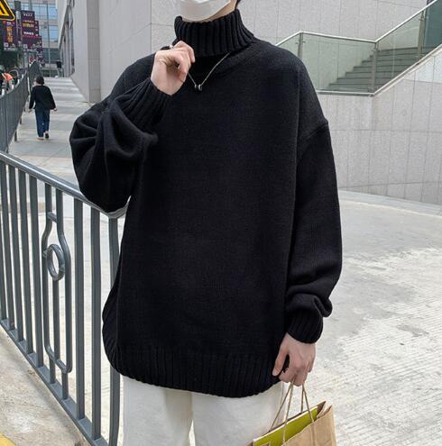 タートルネック メンズ暖か高首セーター無地厚手ゆったり長袖 ぽっちゃり、大きいサイズ対応