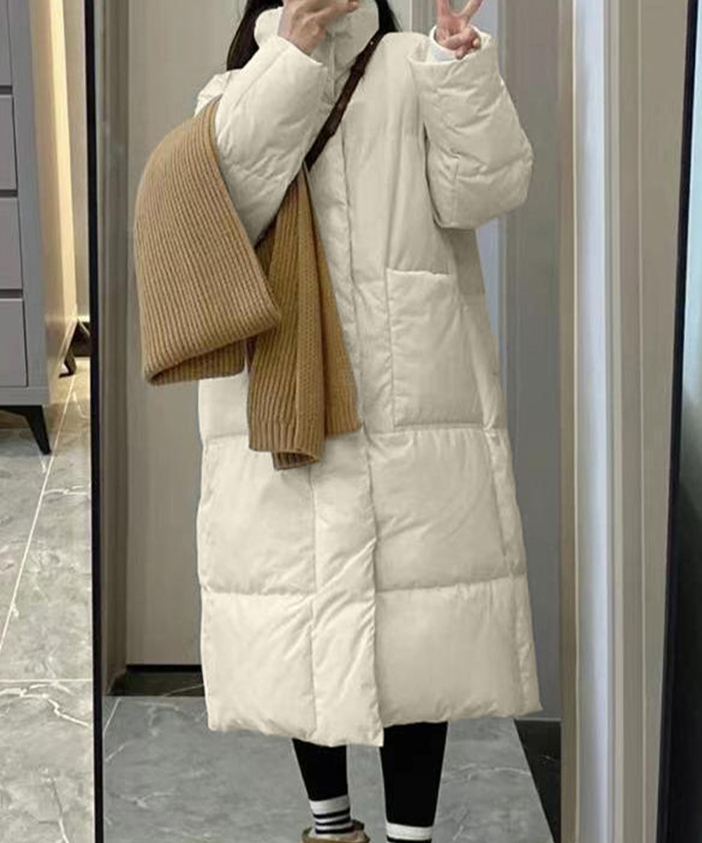 タートルネック 中綿入りロング丈ジャケット暖か防寒コート　レディース　長袖