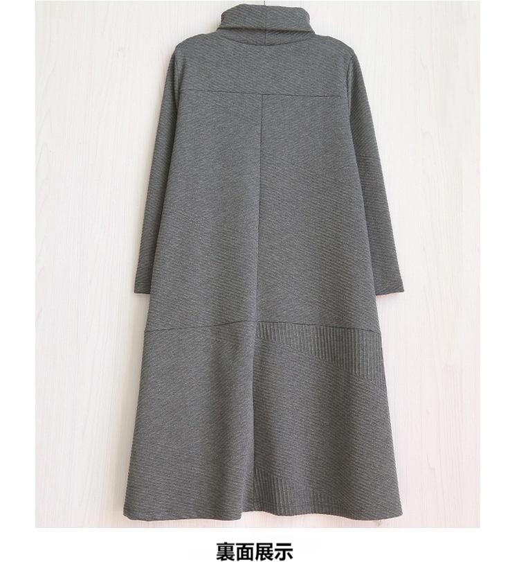 タートルネック 裾不規則 厚手ワンピース ゆったり 綺麗系