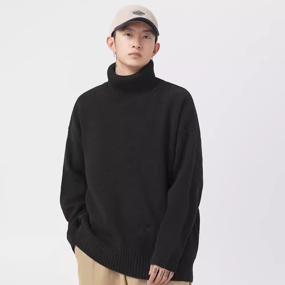 男女兼用 タートルネック ニットセーター 秋冬 長袖