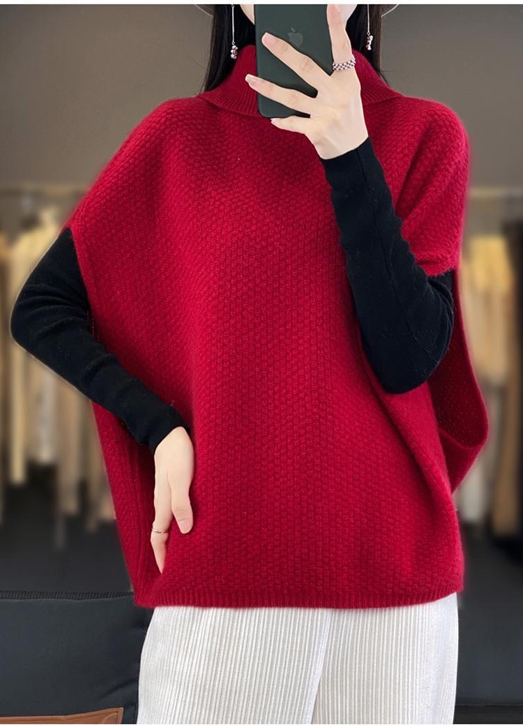 タートルネック袖なしニットベスト