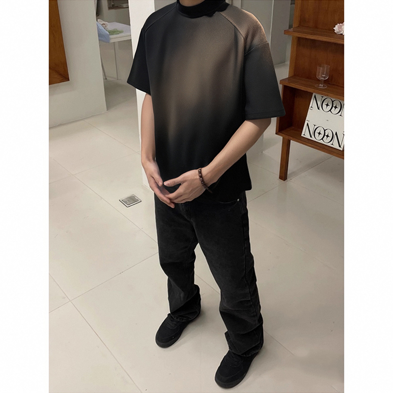 タートルネック厚手素材半袖Tシャツ