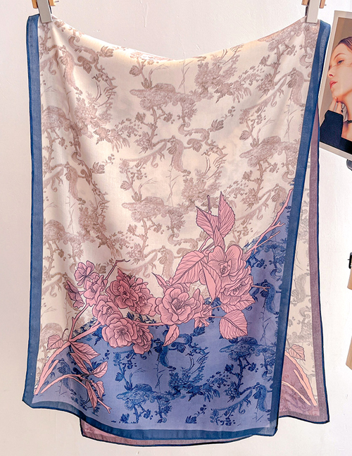 スカーフ　 花柄リバーシブル薄型ストール スカーフ