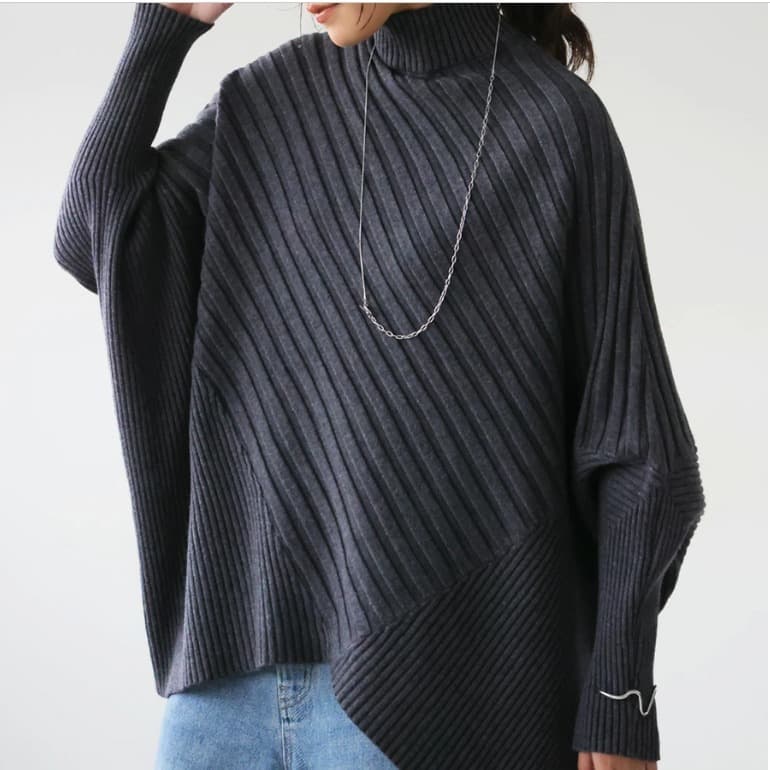 2025年秋冬新作 韓国風リブ編みタートルネックセーター