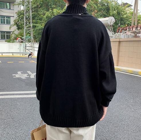 タートルネック メンズ暖か高首セーター無地厚手ゆったり長袖 ぽっちゃり、大きいサイズ対応