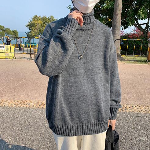 タートルネック メンズ暖か高首セーター無地厚手ゆったり長袖 ぽっちゃり、大きいサイズ対応