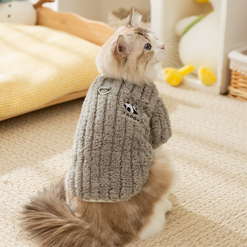 猫服 もこもこボアのあったか猫用ベスト